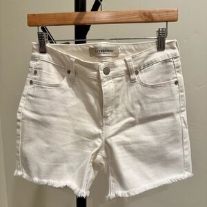 Liverpool White Jean Shorts with Frayed Hem